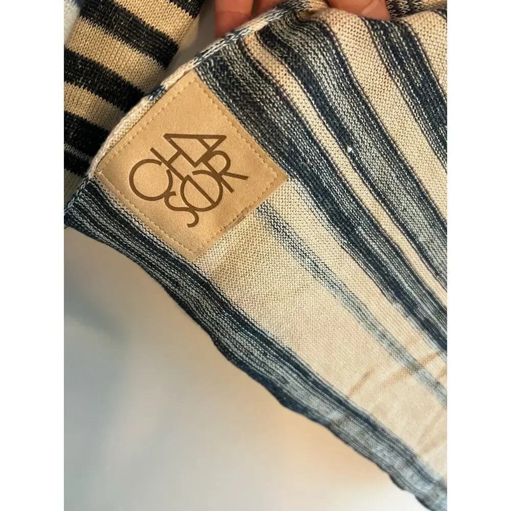 Chaser Blue White Knit Long Scarf